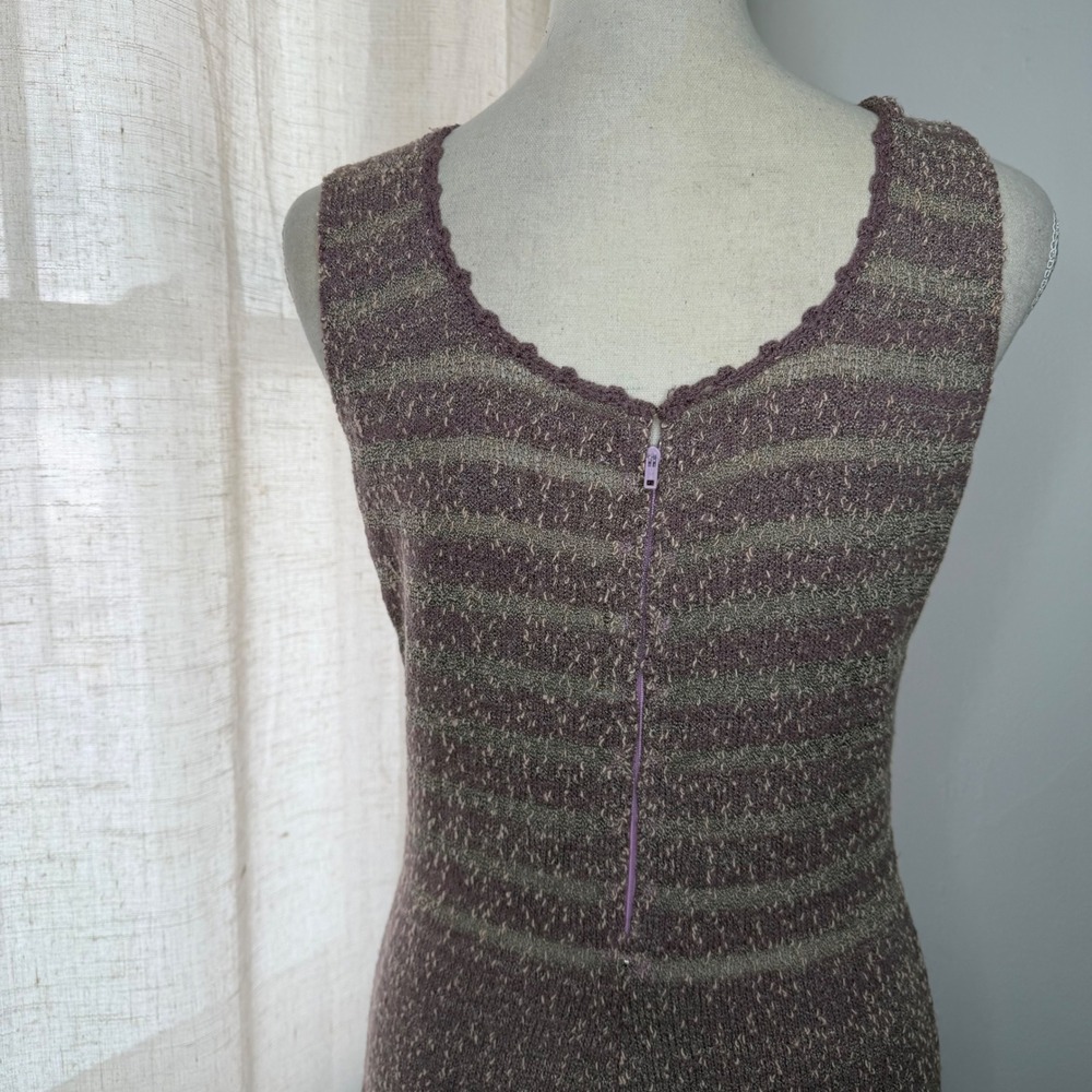 Laura Yang 70s Vintage Mod Swing Dress Purple Knit Eyelet Women's Size Medium - Picture 5 of 11